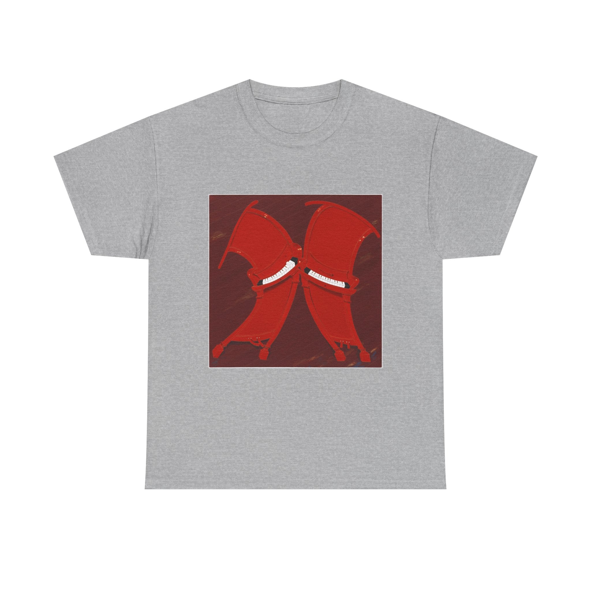 T-Shirt with Piano , Tropical Art Tee for Piano Lovers, Gift for Adventurers, Casual Everyday Wear, Summer Style