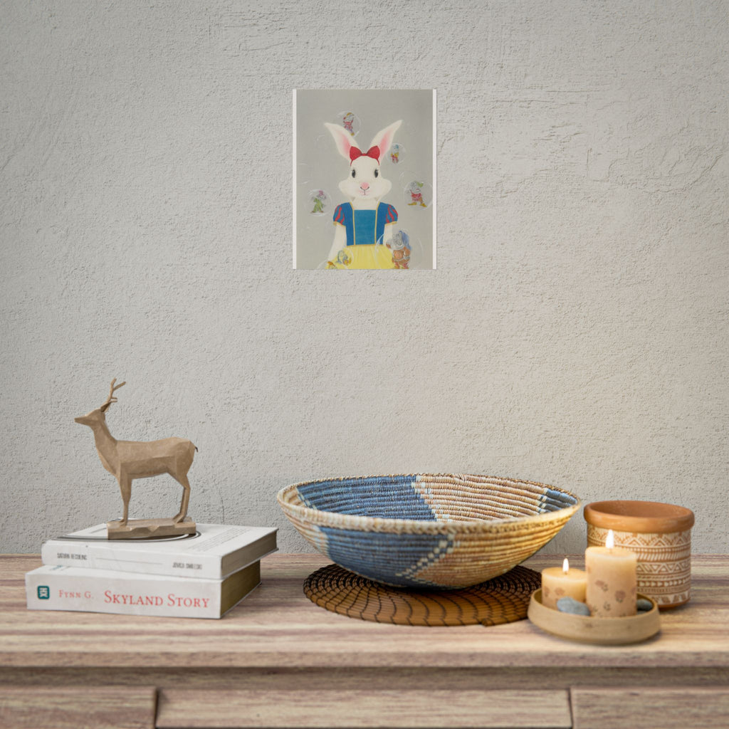 Snow White Rabbit  Art Poster, Cute Animal Decor, Christmas Wall Art, Kids Room Decoration, Gift for Animal Lovers