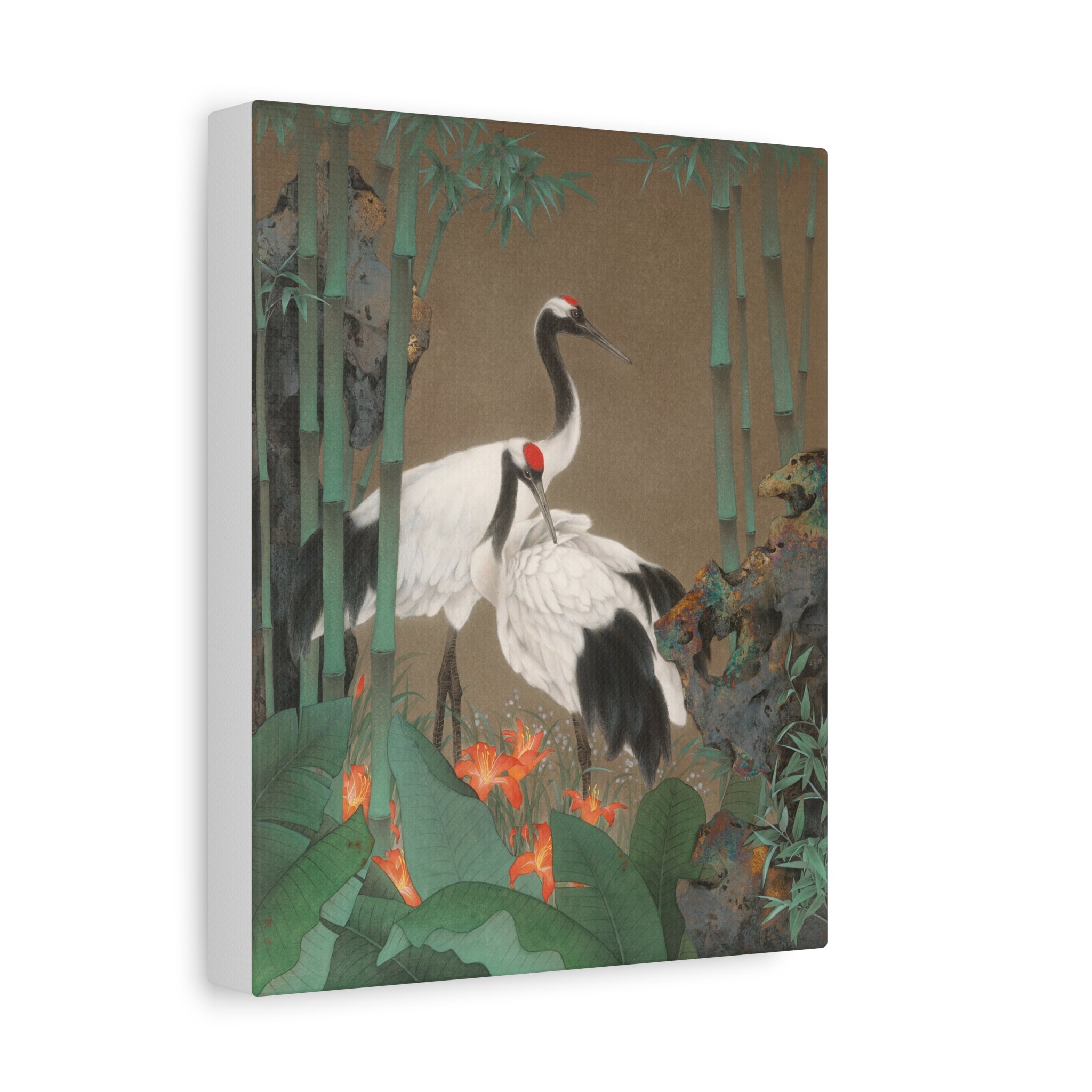 Red-crowned Crane -  Chinese  Contemporary watercolor painting - Canvas Print - Gift for year of Horse