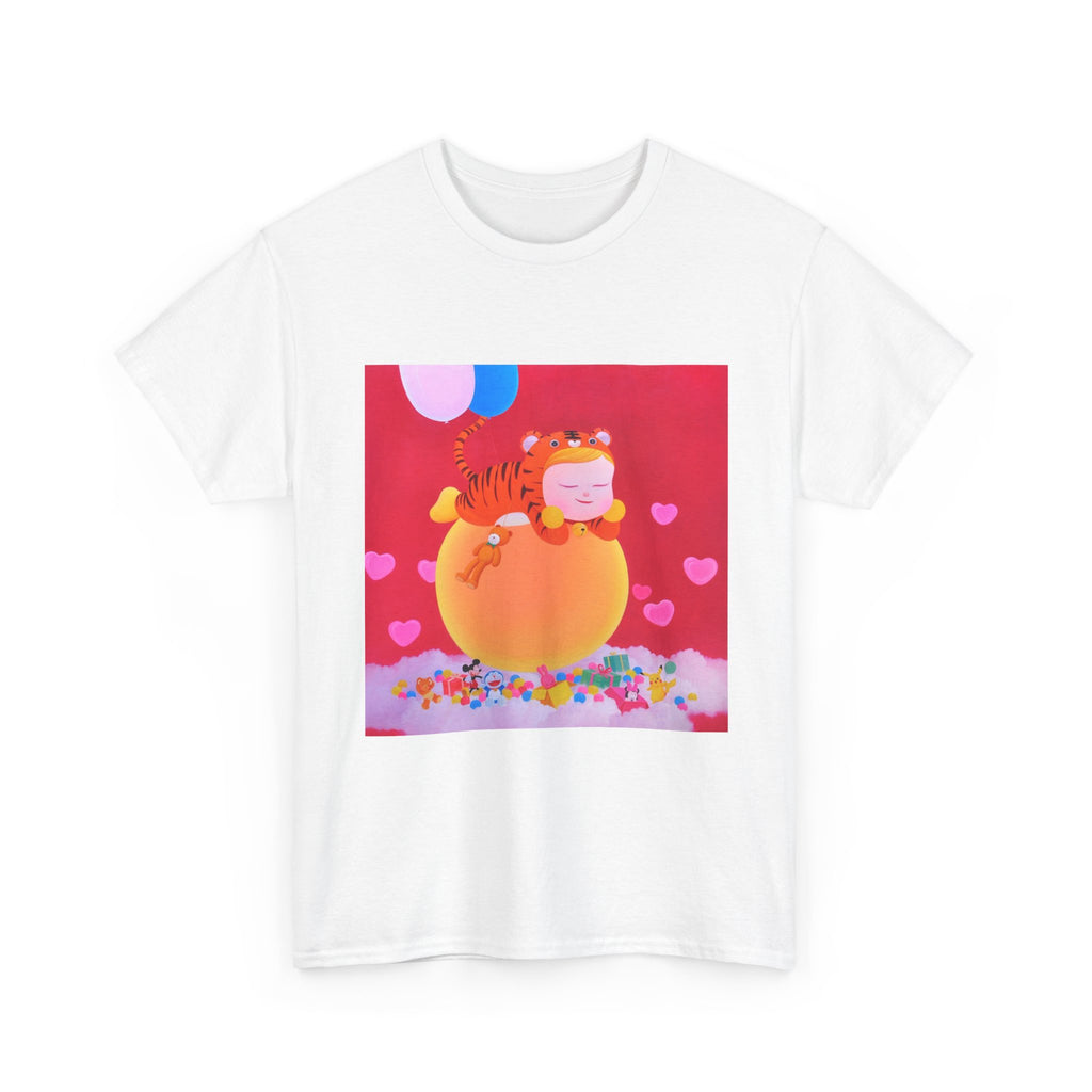 T-Shirt with Little Girl with her teddy, Tropical Art Tee for Nature Lovers, Gift for Adventurers, Casual Everyday Wear, Summer Style