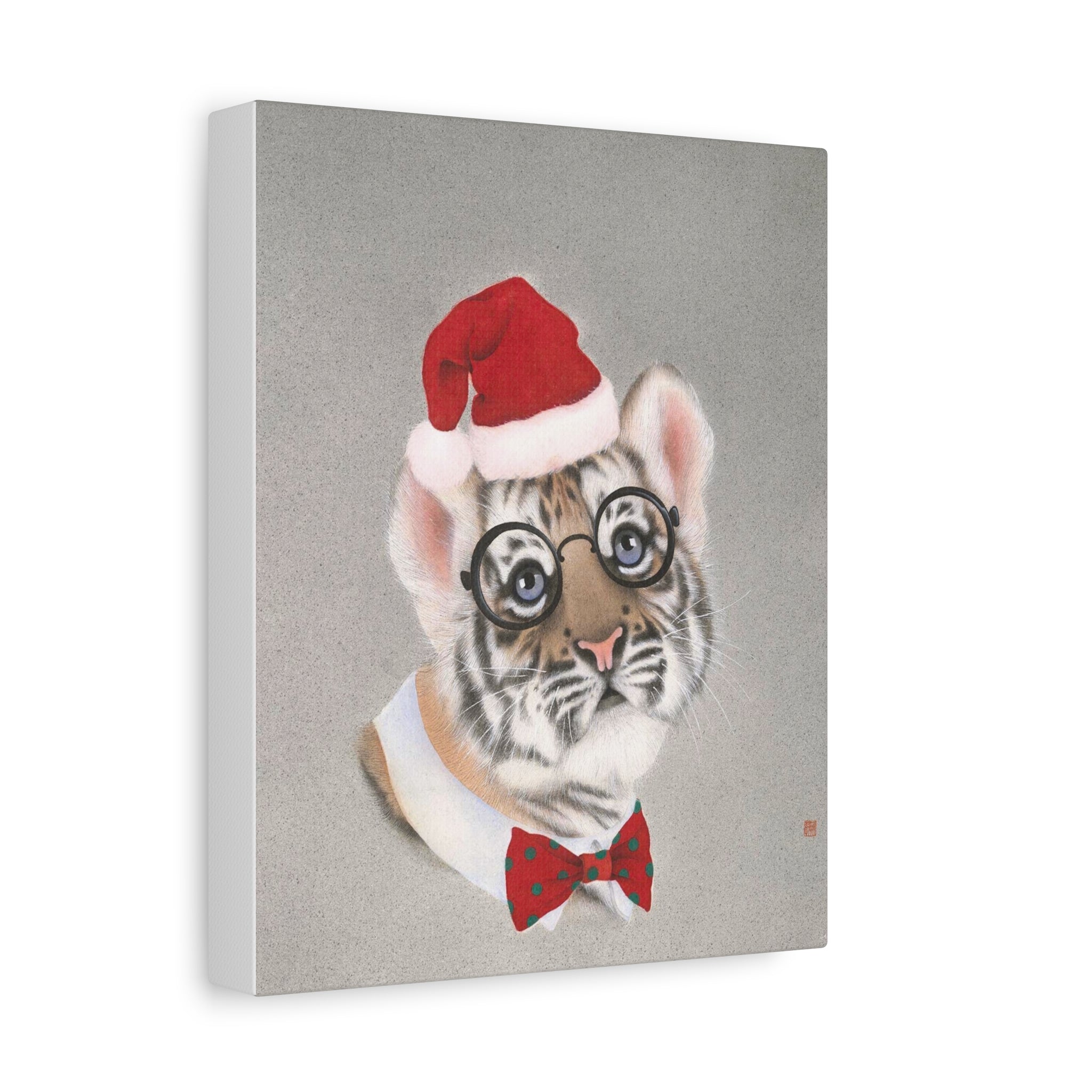 Christmas tiger -  Chinese  Contemporary watercolor painting - Canvas Print