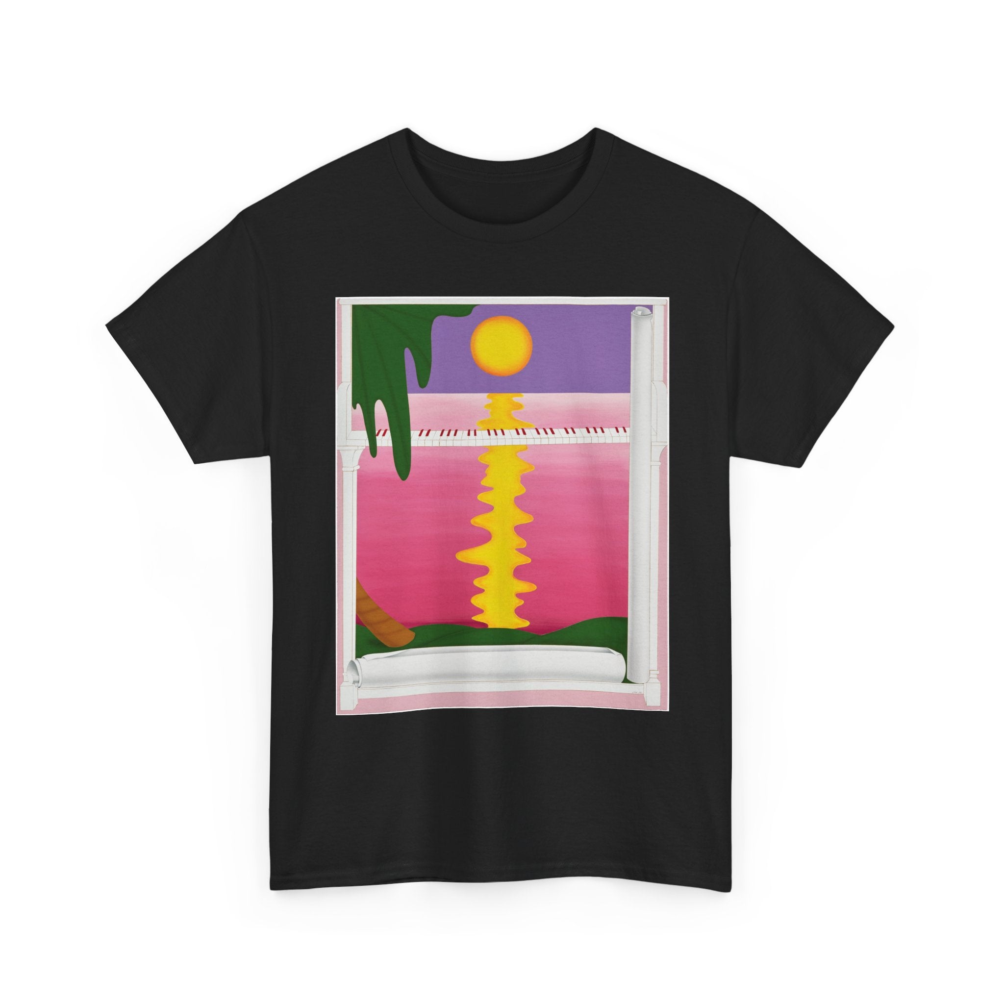 T-Shirt with Piano , Tropical Art Tee for Piano Lovers, Gift for Adventurers, Casual Everyday Wear, Summer Style