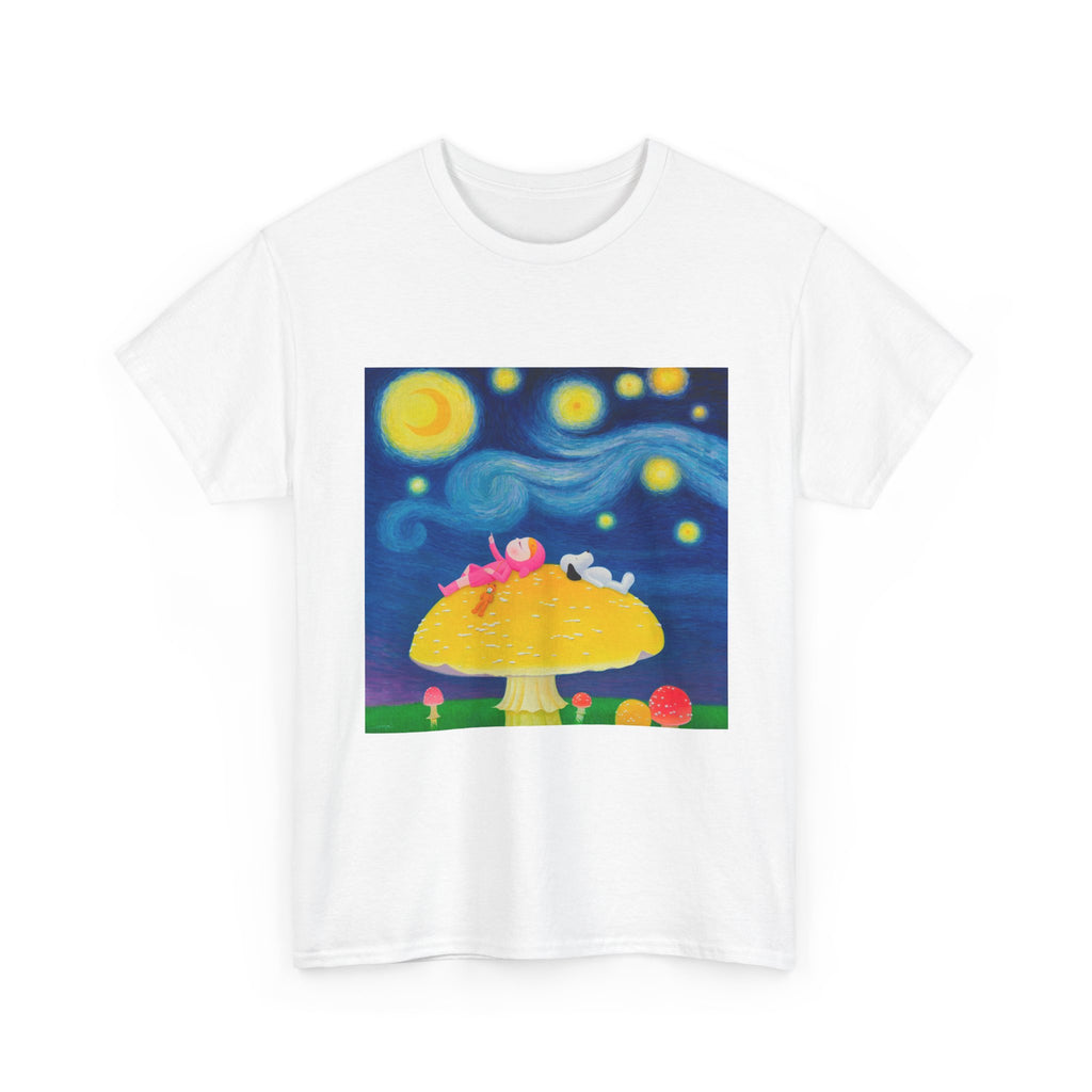 T-Shirt with Little Girl with The Starry Night, Tropical Art Tee for Nature Lovers, Gift for Adventurers, Casual Everyday Wear, Summer Style