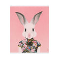 Rabbit in Qipao Art Poster, Cute Animal Decor, Christmas Wall Art, Kids Room Decoration, Gift for Animal Lovers