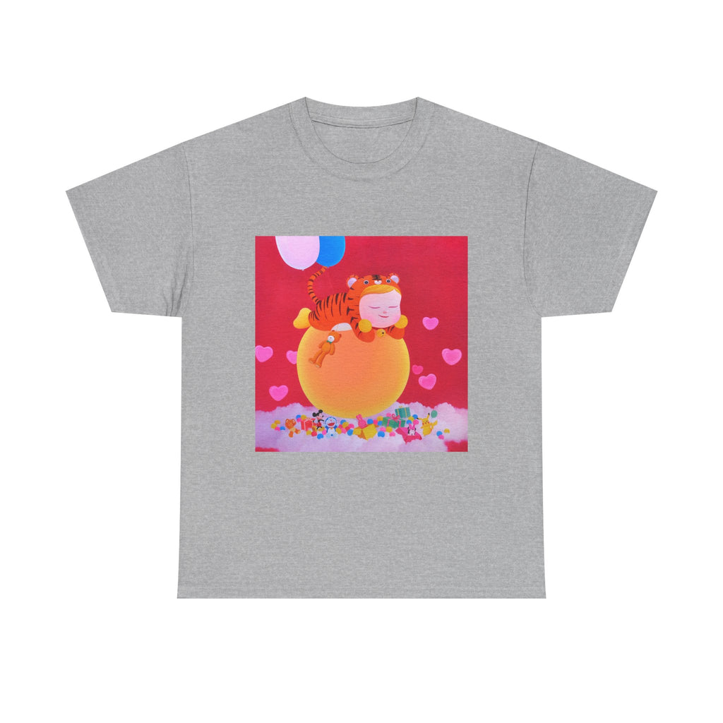T-Shirt with Little Girl with her teddy, Tropical Art Tee for Nature Lovers, Gift for Adventurers, Casual Everyday Wear, Summer Style