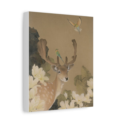 Deer and Eagle -  Chinese  Contemporary watercolor painting - Canvas Print - Gift for year of Horse