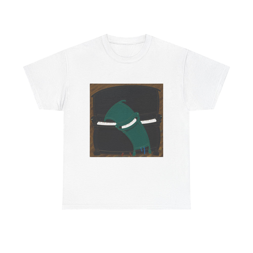 T-Shirt with Piano , Tropical Art Tee for Piano Lovers, Gift for Adventurers, Casual Everyday Wear, Summer Style