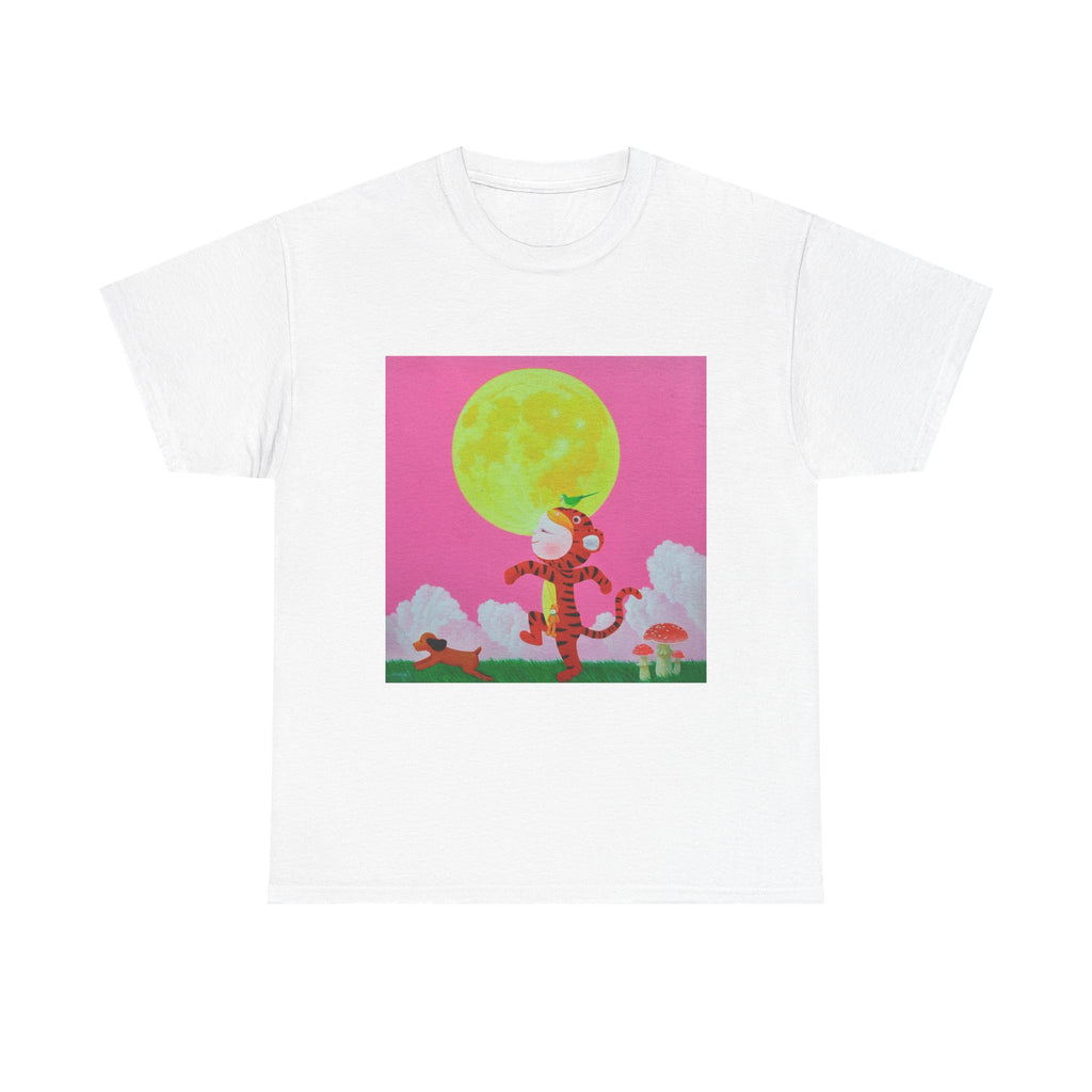 T-Shirt with Walking under the moonlight, Tropical Art Tee for Nature Lovers, Gift for Adventurers, Casual Everyday Wear, Summer Style