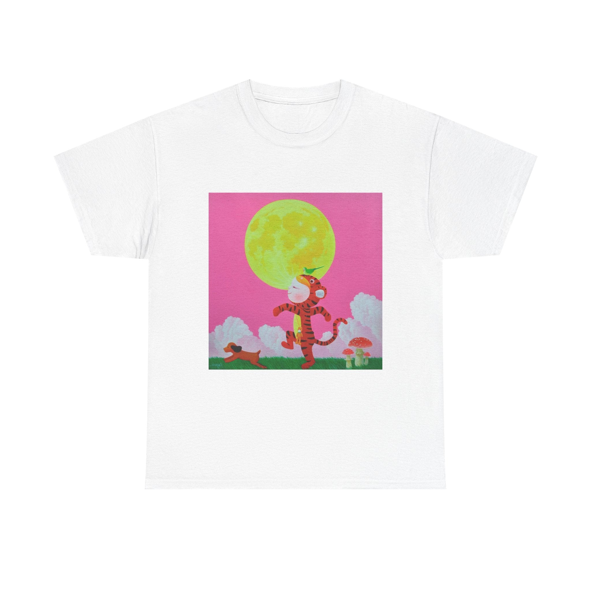 T-Shirt with Walking under the moonlight, Tropical Art Tee for Nature Lovers, Gift for Adventurers, Casual Everyday Wear, Summer Style