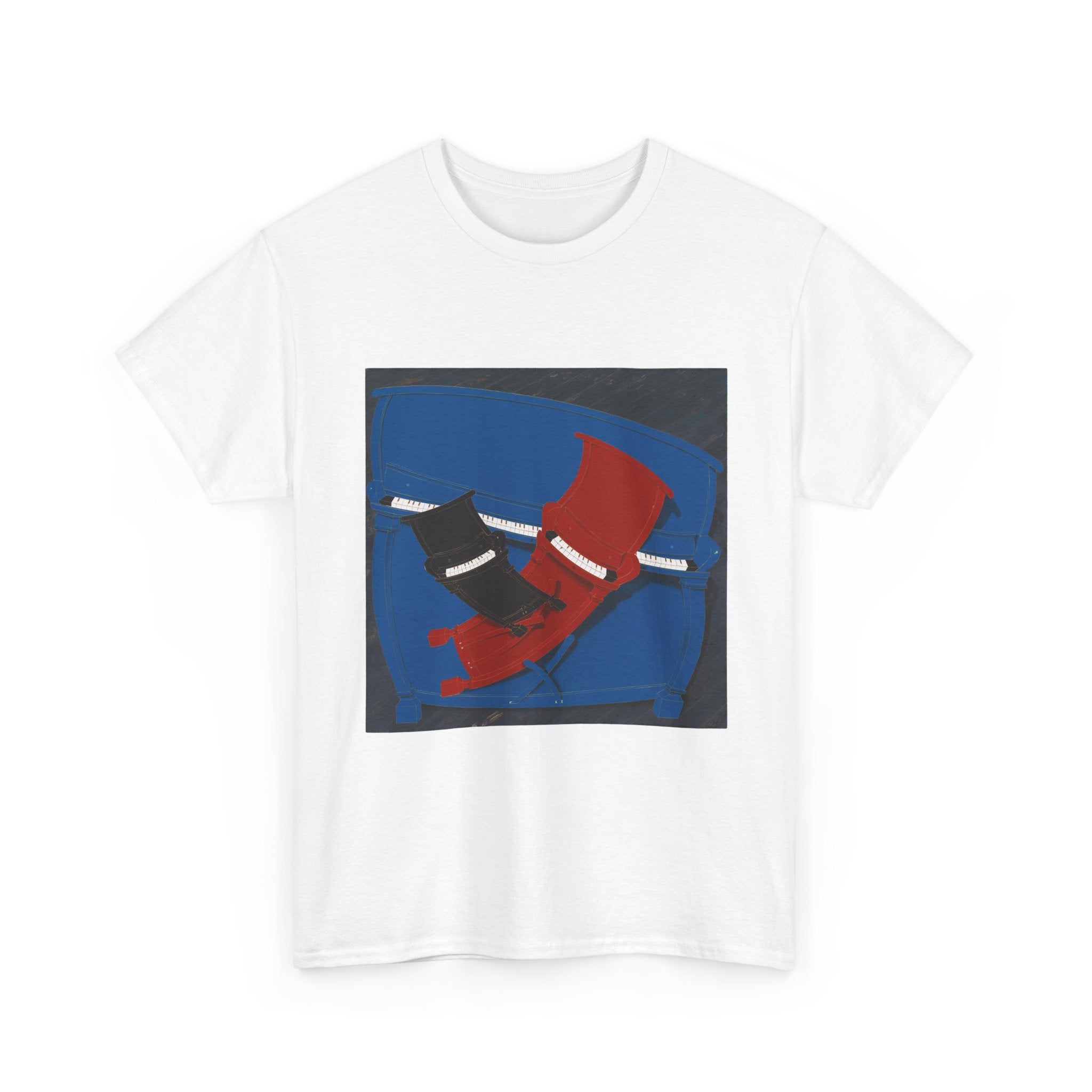 T-Shirt with Piano , Tropical Art Tee for Piano Lovers, Gift for Adventurers, Casual Everyday Wear, Summer Style