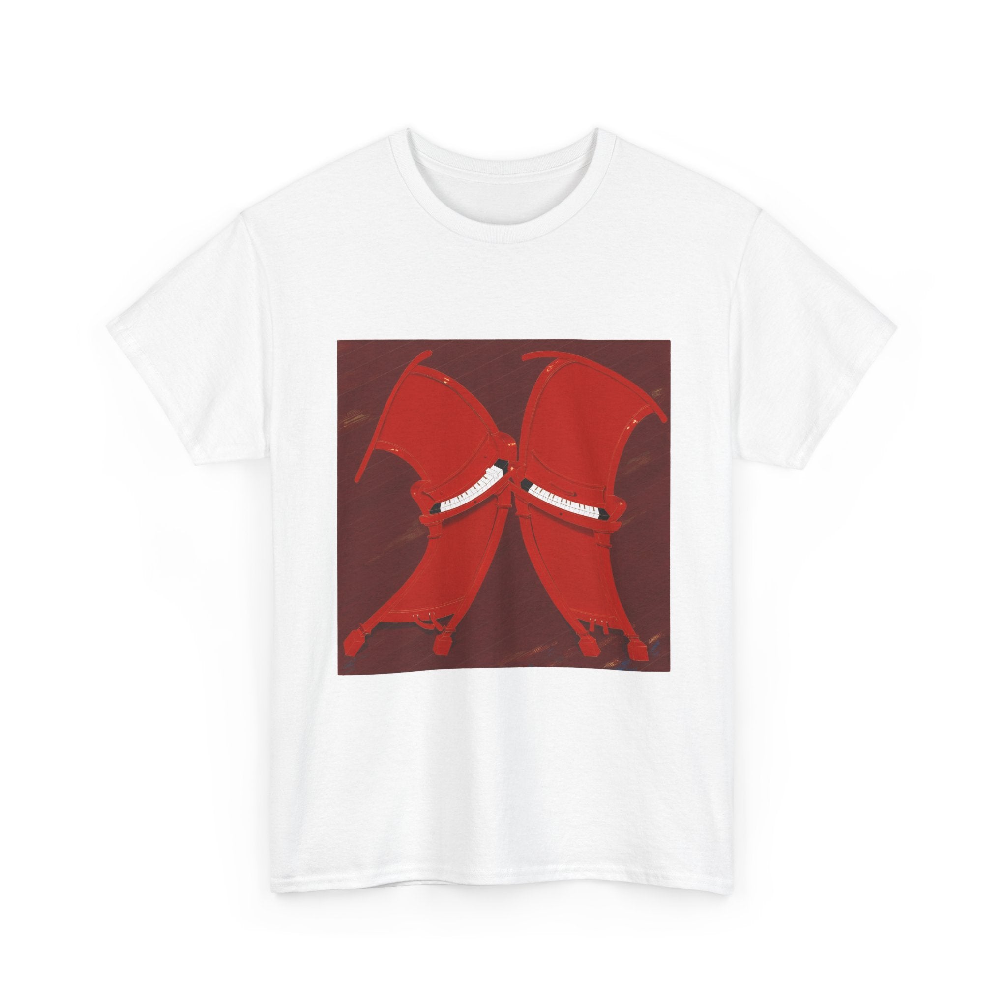 T-Shirt with Piano , Tropical Art Tee for Piano Lovers, Gift for Adventurers, Casual Everyday Wear, Summer Style
