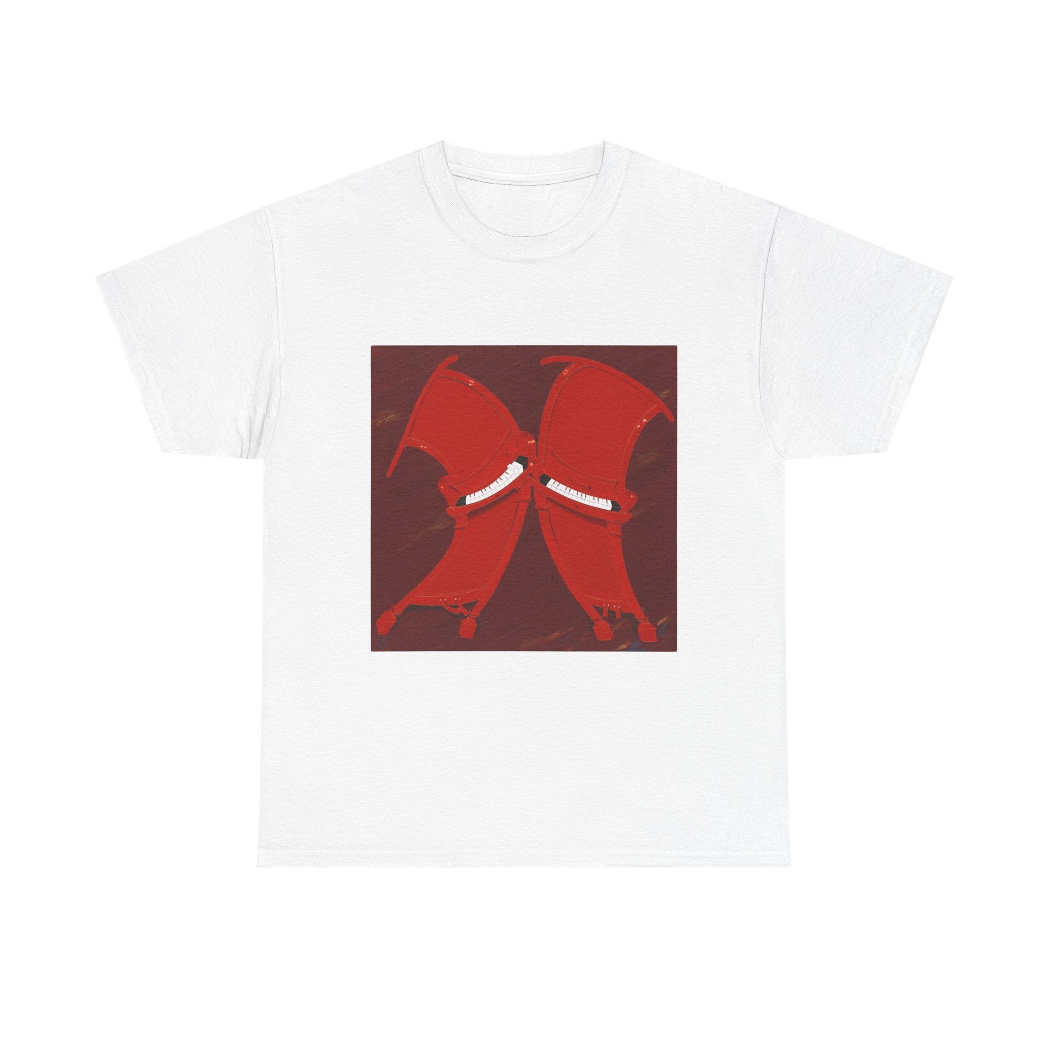 T-Shirt with Piano , Tropical Art Tee for Piano Lovers, Gift for Adventurers, Casual Everyday Wear, Summer Style
