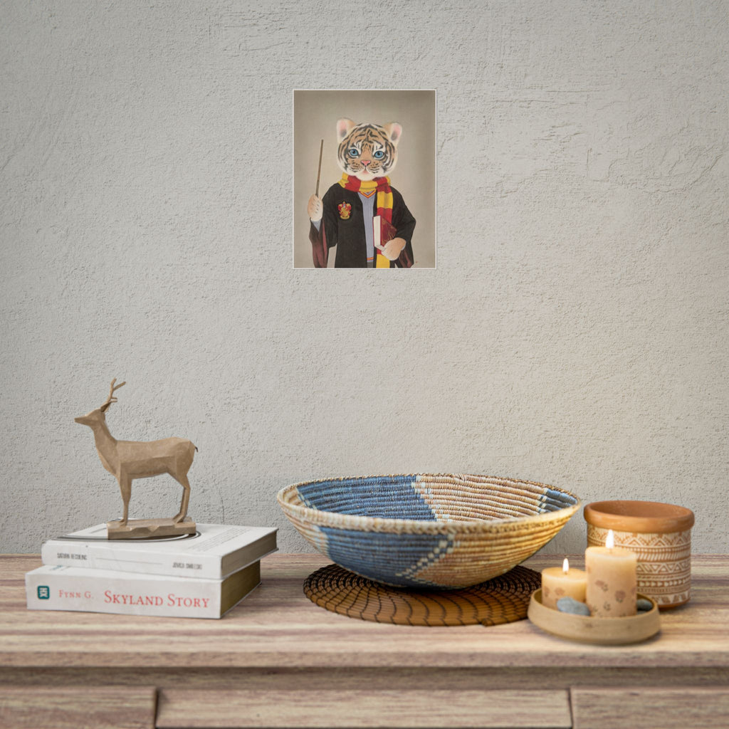 Magic tiger Art Poster, Cute Animal Decor, Christmas Wall Art, Kids Room Decoration, Gift for Animal Lovers