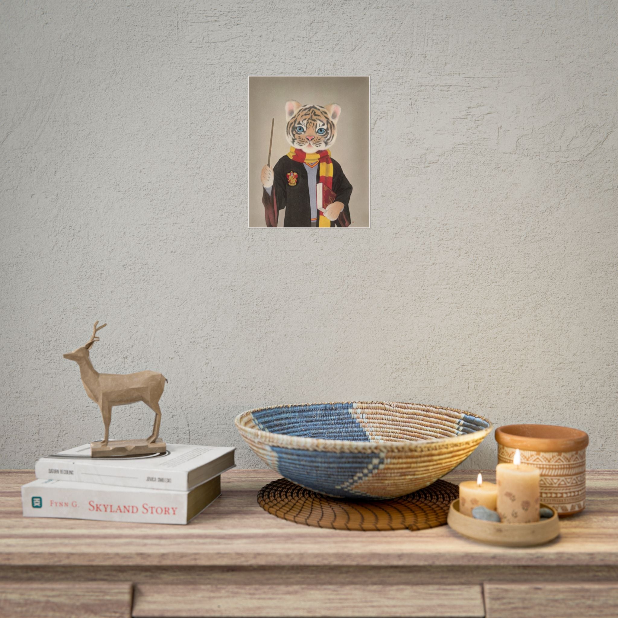 Magic tiger Art Poster, Cute Animal Decor, Christmas Wall Art, Kids Room Decoration, Gift for Animal Lovers