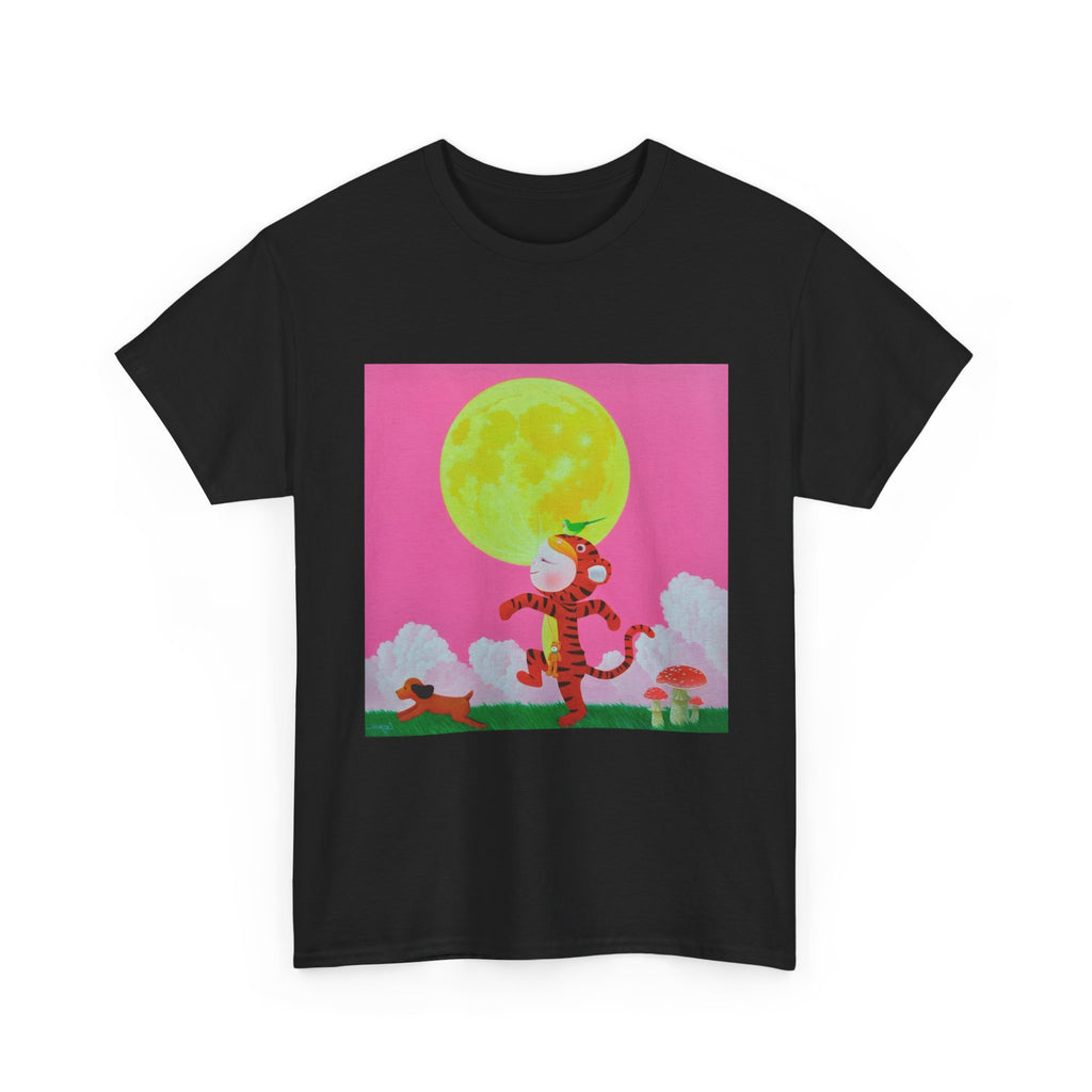 T-Shirt with Walking under the moonlight, Tropical Art Tee for Nature Lovers, Gift for Adventurers, Casual Everyday Wear, Summer Style