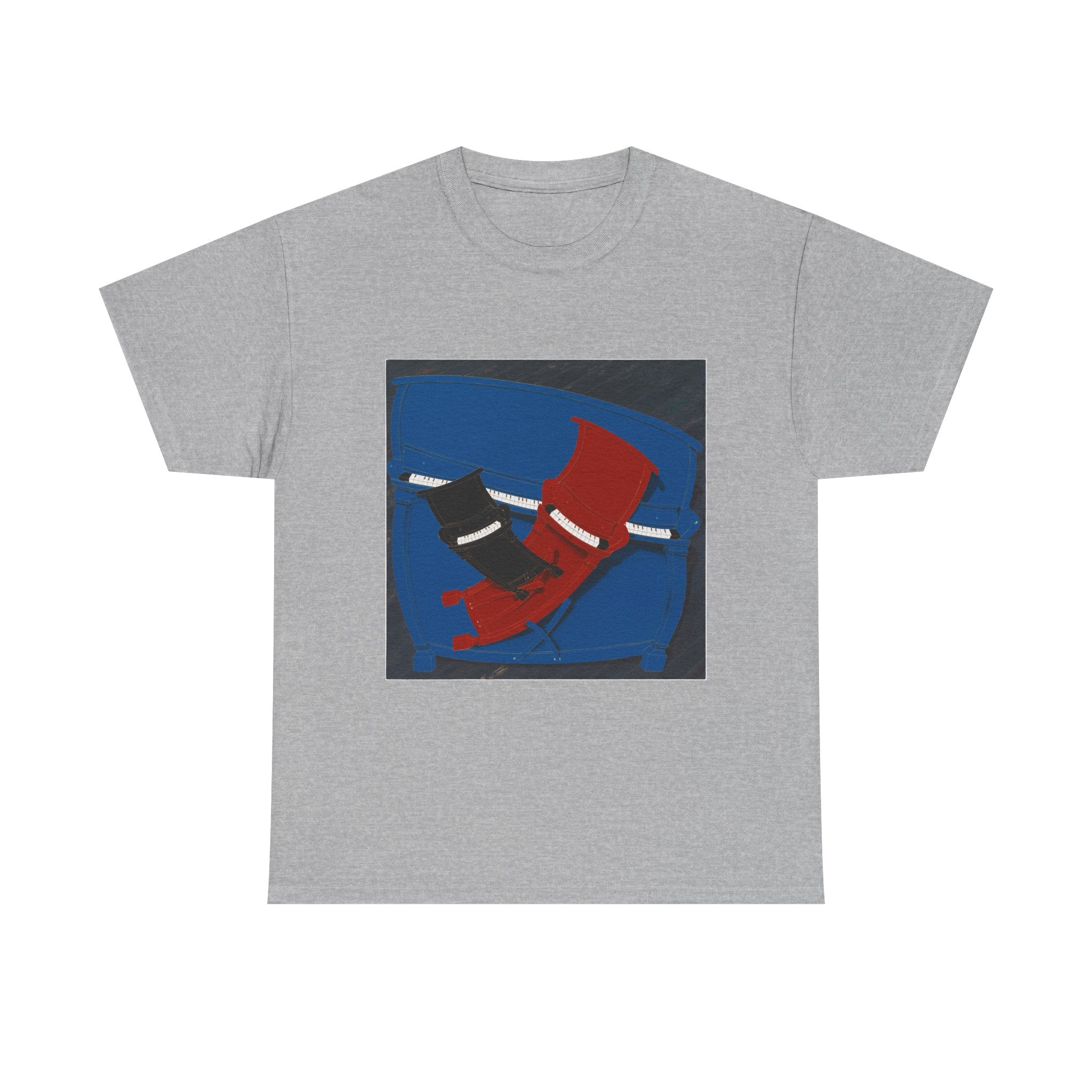 T-Shirt with Piano , Tropical Art Tee for Piano Lovers, Gift for Adventurers, Casual Everyday Wear, Summer Style