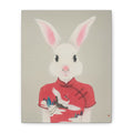 Chinese Qipao Rabbit with butterflies Chinese  Contemporary watercolor painting - Canvas Print