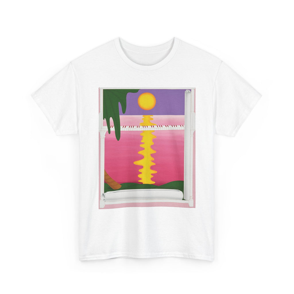 T-Shirt with Piano , Tropical Art Tee for Piano Lovers, Gift for Adventurers, Casual Everyday Wear, Summer Style