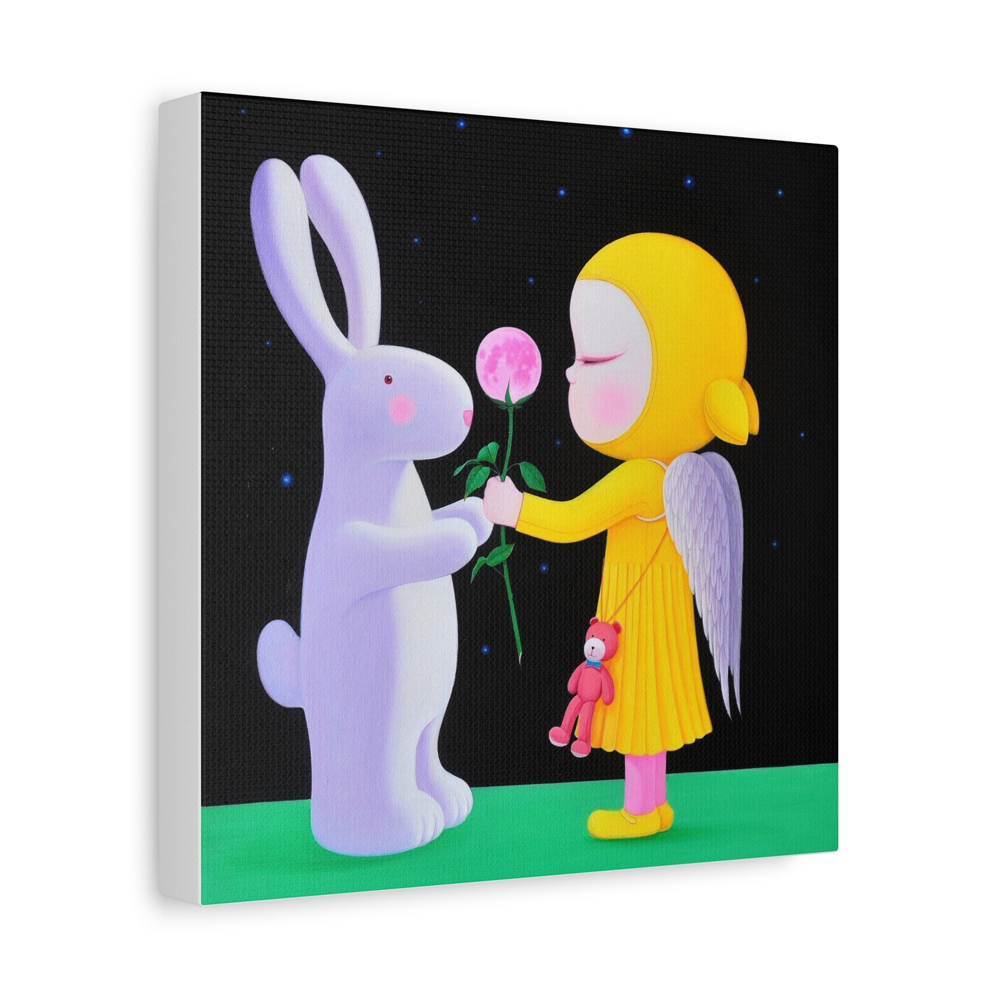 Little Girl with Bunny- Chinese Contemporary artist - Canvas Print - Artwork for kids