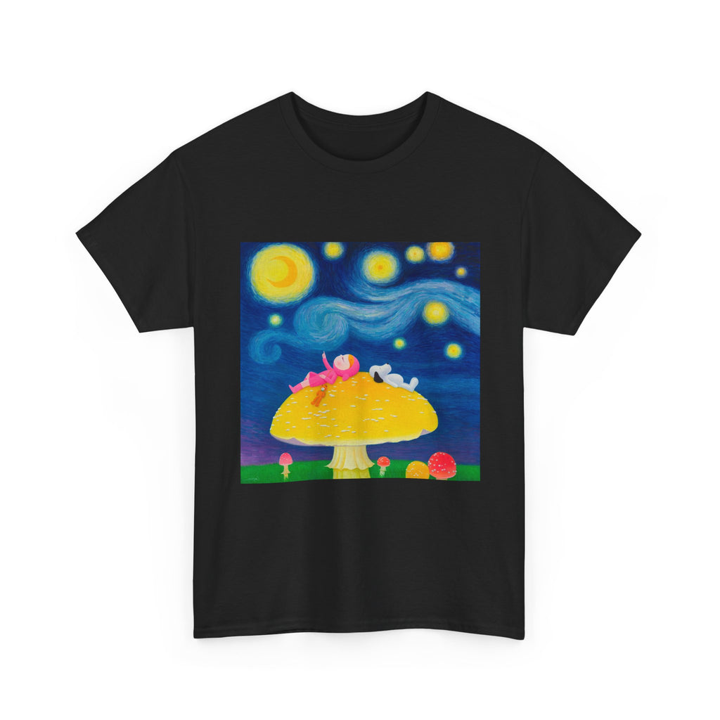 T-Shirt with Little Girl with The Starry Night, Tropical Art Tee for Nature Lovers, Gift for Adventurers, Casual Everyday Wear, Summer Style