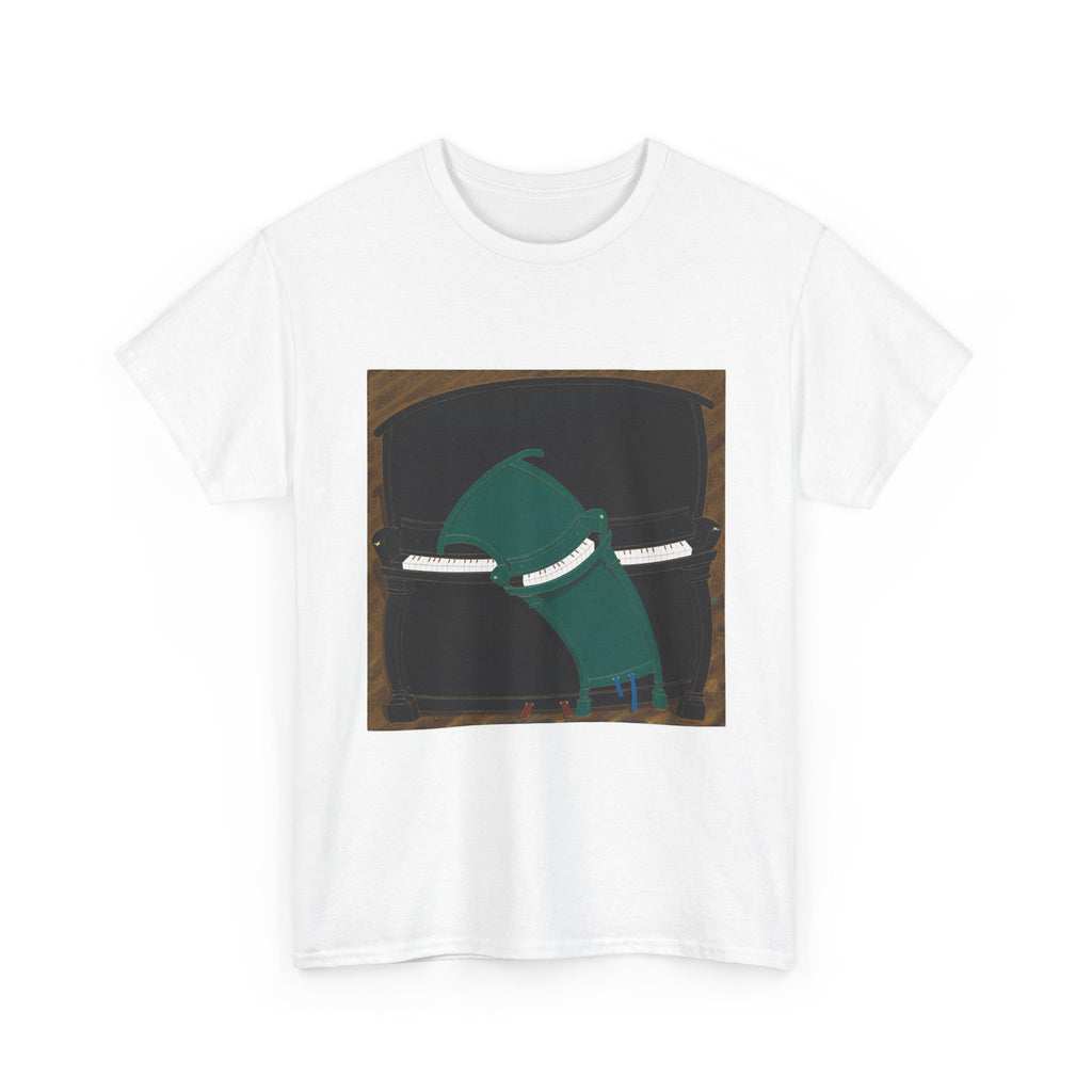 T-Shirt with Piano , Tropical Art Tee for Piano Lovers, Gift for Adventurers, Casual Everyday Wear, Summer Style