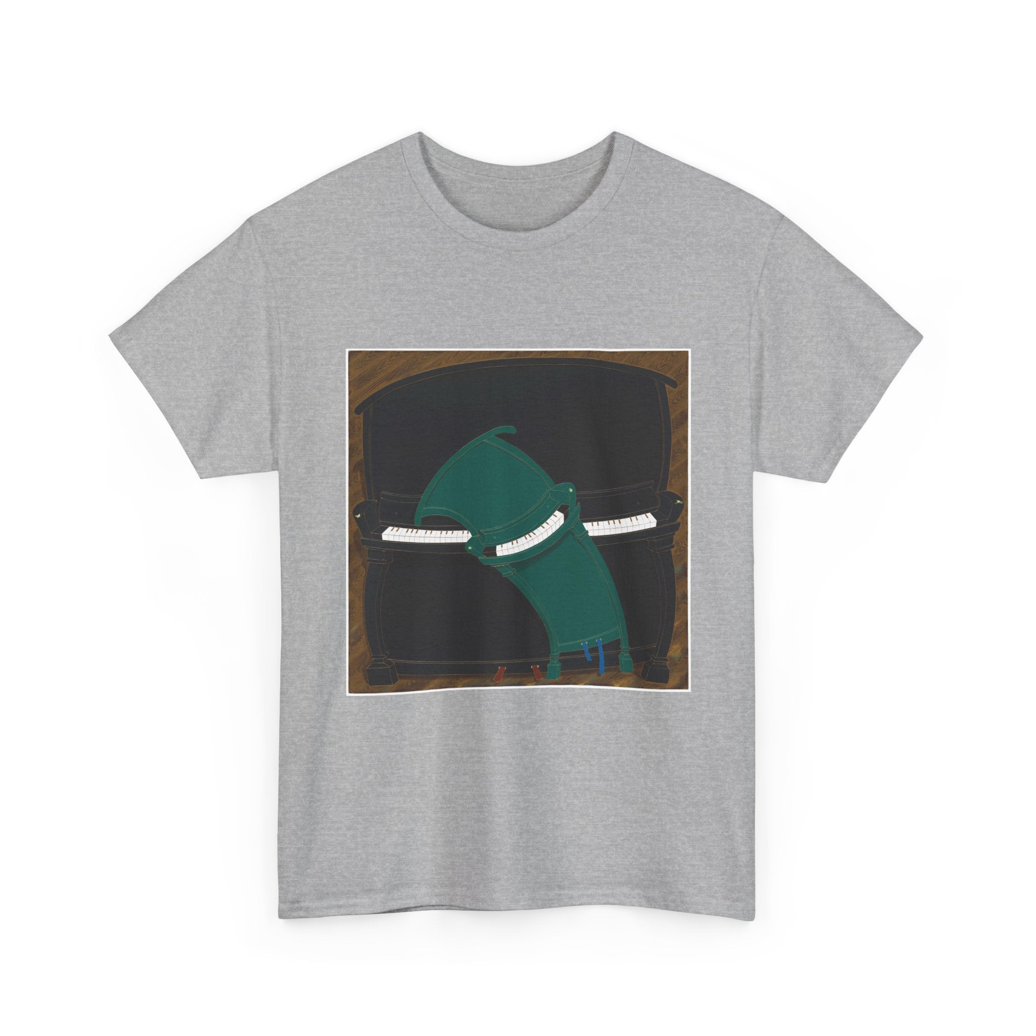 T-Shirt with Piano , Tropical Art Tee for Piano Lovers, Gift for Adventurers, Casual Everyday Wear, Summer Style