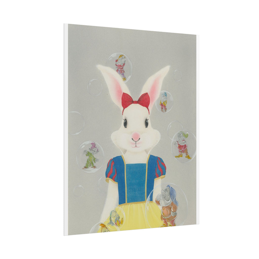 Snow White Rabbit  Art Poster, Cute Animal Decor, Christmas Wall Art, Kids Room Decoration, Gift for Animal Lovers