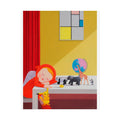 Little Girl Art Poster, Cute Animal Decor, Christmas Wall Art, Kids Room Decoration, Gift for Animal Lovers