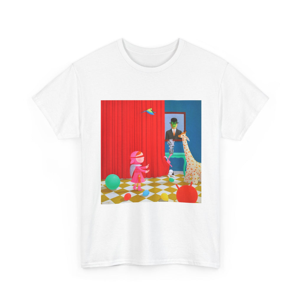 T-Shirt with Little Girl with Magritte, Tropical Art Tee for Nature Lovers, Gift for Adventurers, Casual Everyday Wear, Summer Style