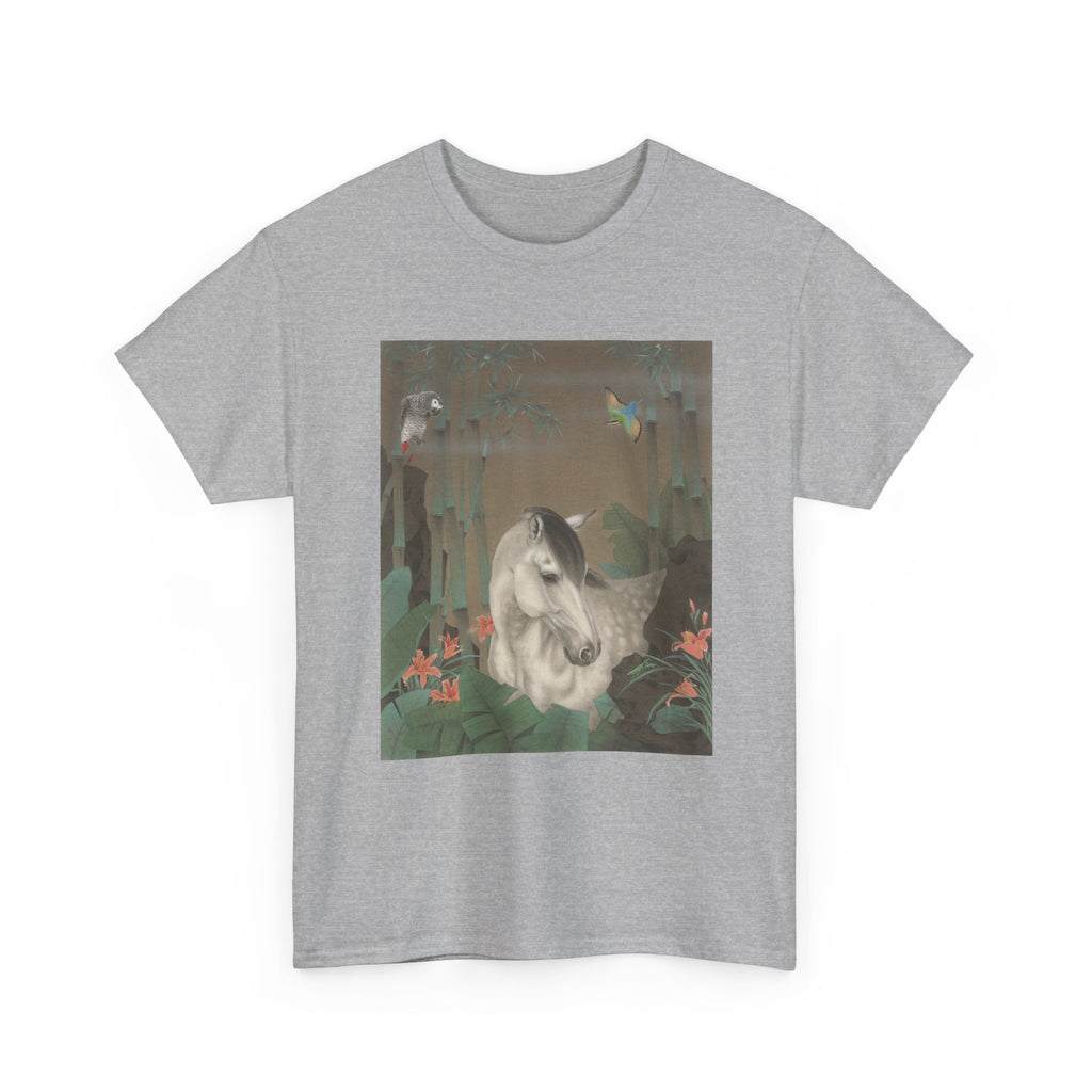 Horse in the Bamboo Forest Design, Tropical Art Tee for Nature Lovers, Gift for Adventurers, Casual Everyday Wear, Summer Style
