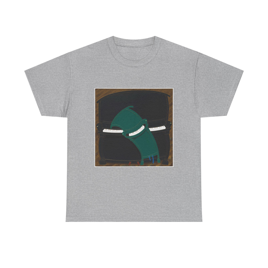T-Shirt with Piano , Tropical Art Tee for Piano Lovers, Gift for Adventurers, Casual Everyday Wear, Summer Style