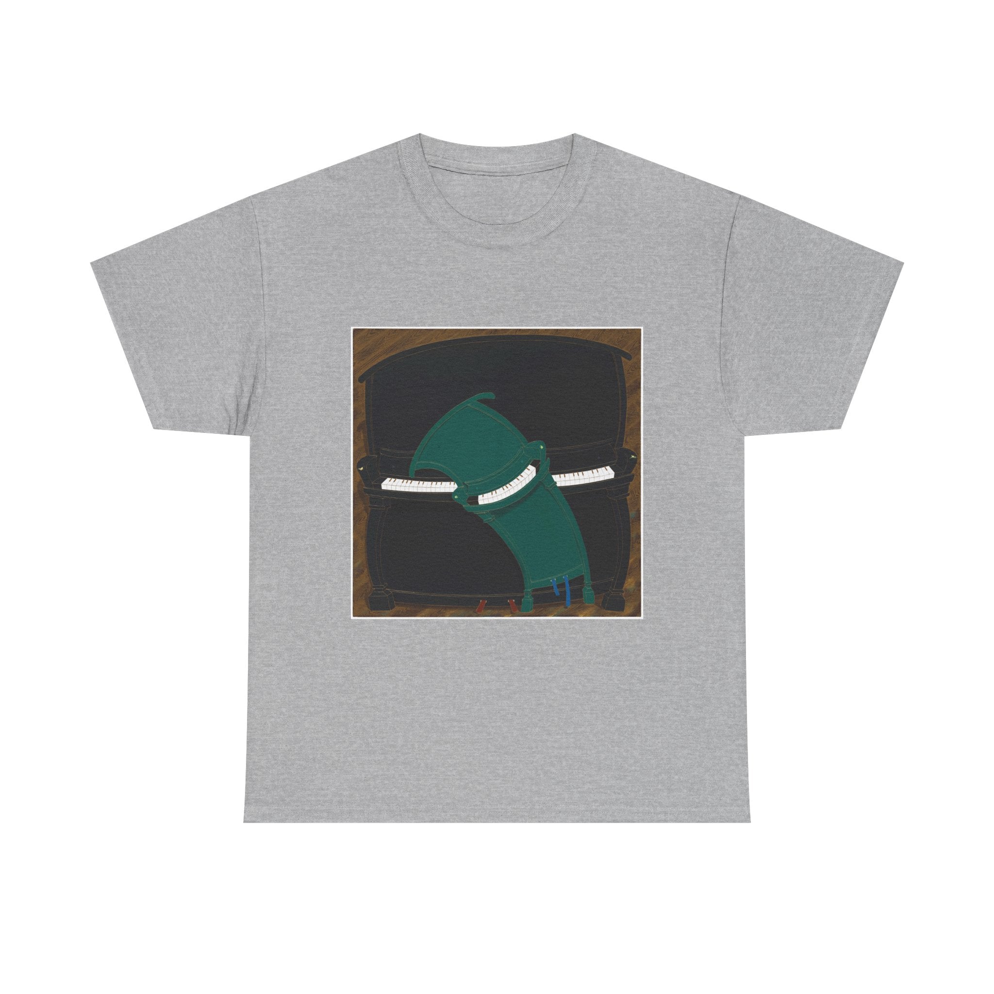 T-Shirt with Piano , Tropical Art Tee for Piano Lovers, Gift for Adventurers, Casual Everyday Wear, Summer Style