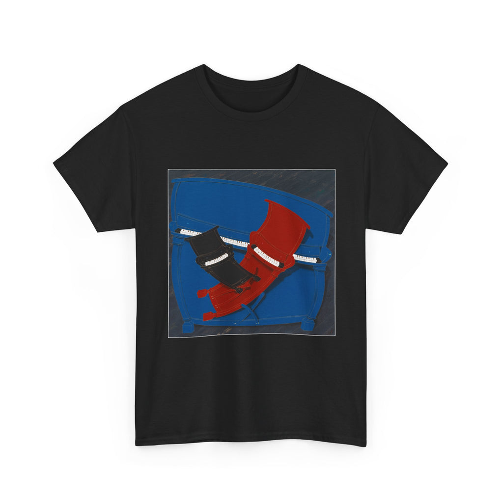 T-Shirt with Piano , Tropical Art Tee for Piano Lovers, Gift for Adventurers, Casual Everyday Wear, Summer Style