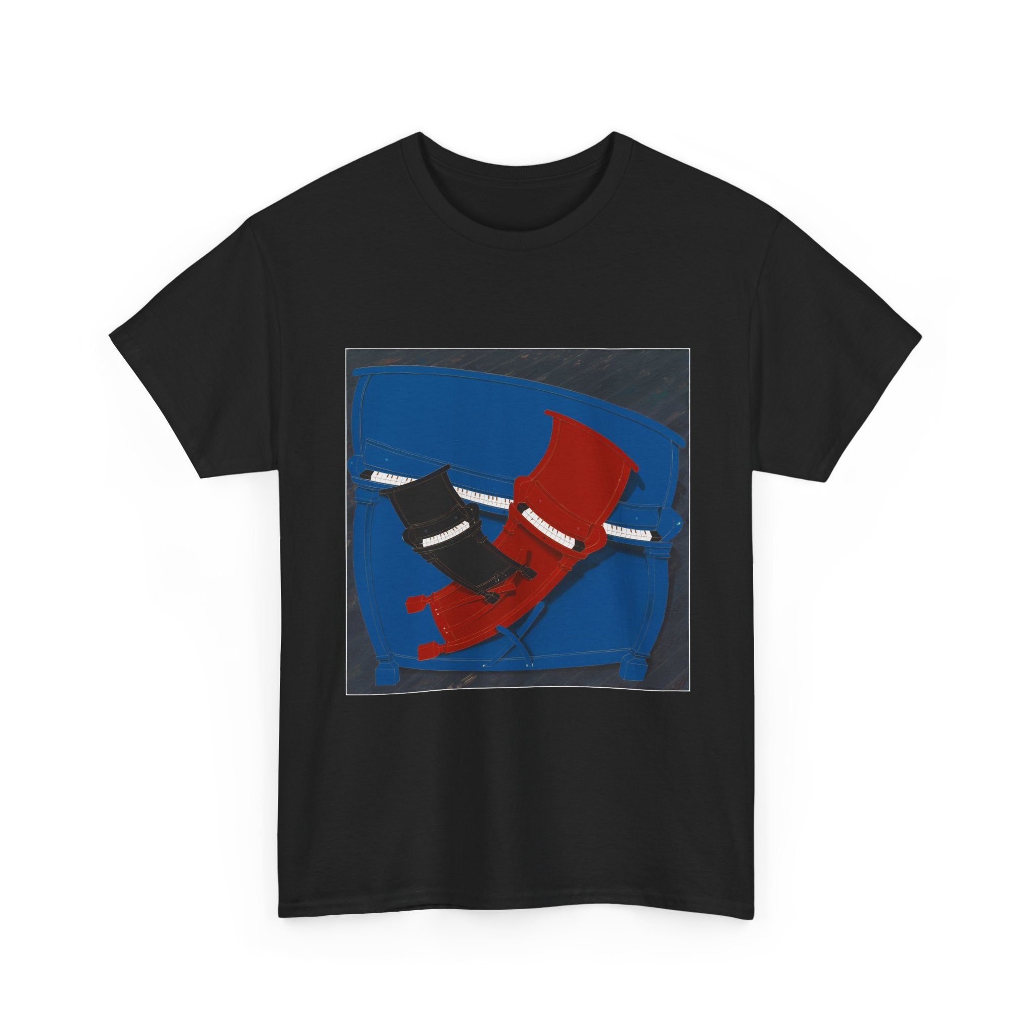 T-Shirt with Piano , Tropical Art Tee for Piano Lovers, Gift for Adventurers, Casual Everyday Wear, Summer Style