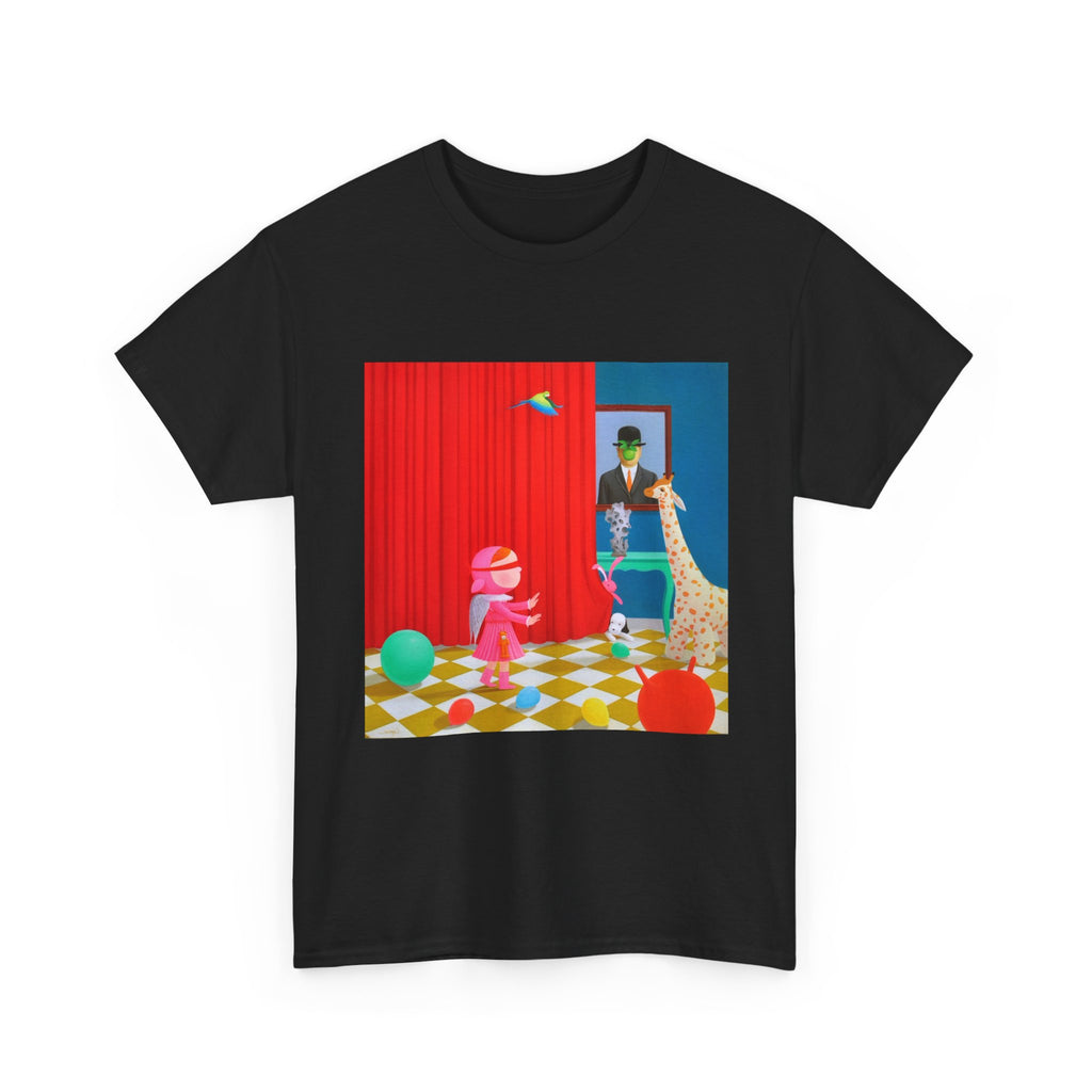 T-Shirt with Little Girl with Magritte, Tropical Art Tee for Nature Lovers, Gift for Adventurers, Casual Everyday Wear, Summer Style
