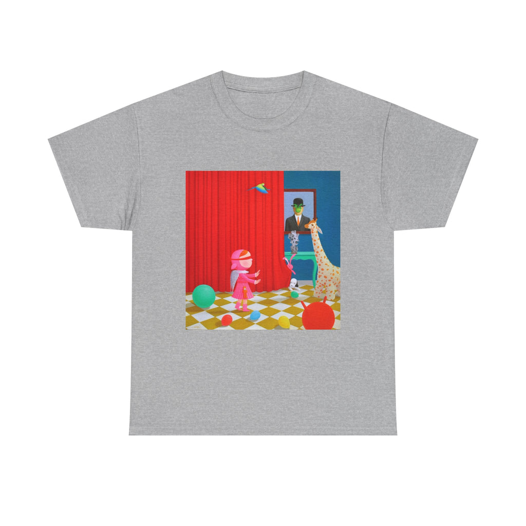 T-Shirt with Little Girl with Magritte, Tropical Art Tee for Nature Lovers, Gift for Adventurers, Casual Everyday Wear, Summer Style