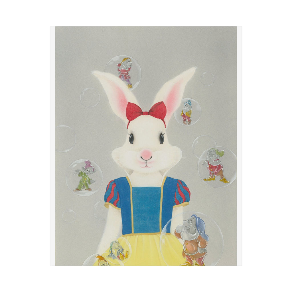 Snow White Rabbit  Art Poster, Cute Animal Decor, Christmas Wall Art, Kids Room Decoration, Gift for Animal Lovers