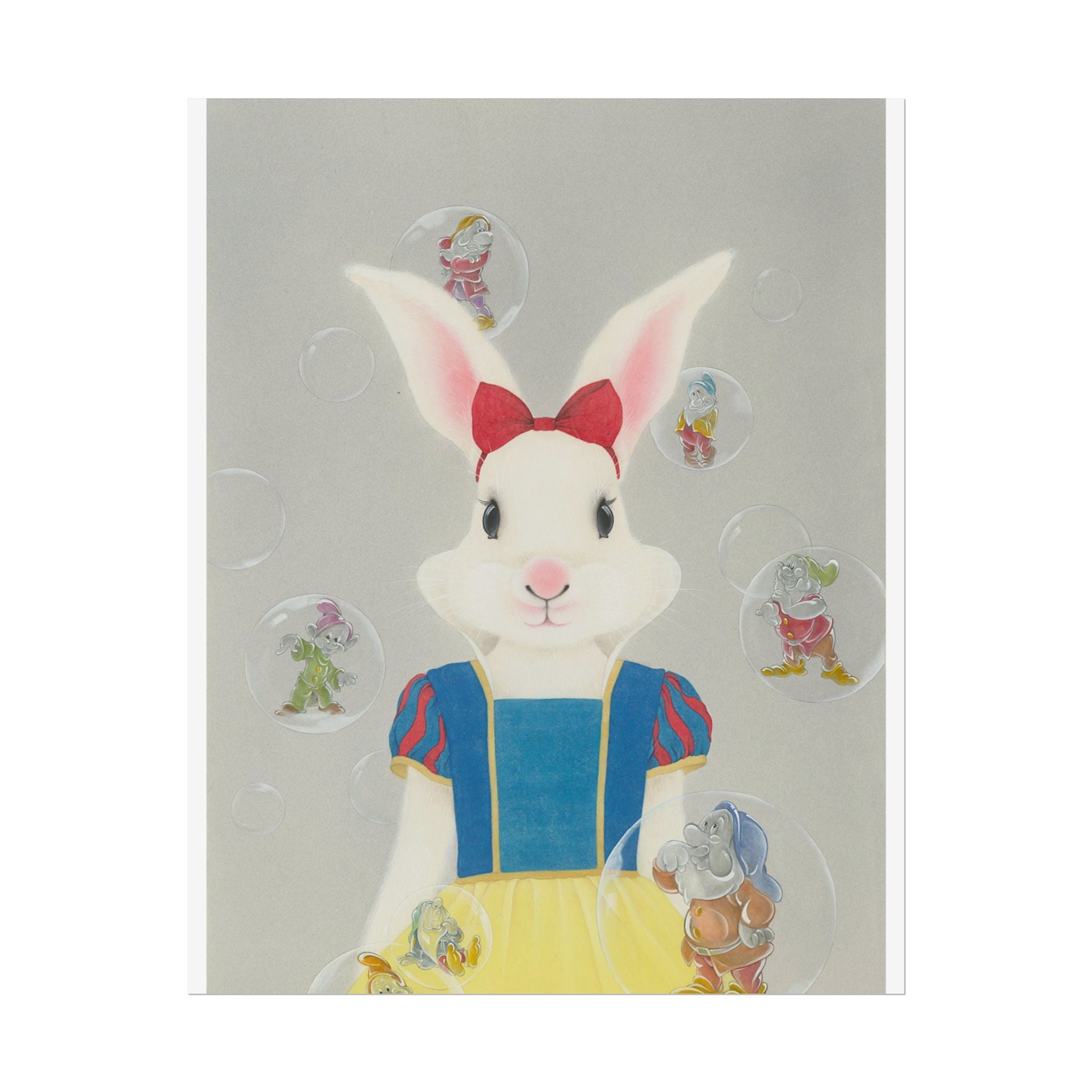 Snow White Rabbit  Art Poster, Cute Animal Decor, Christmas Wall Art, Kids Room Decoration, Gift for Animal Lovers