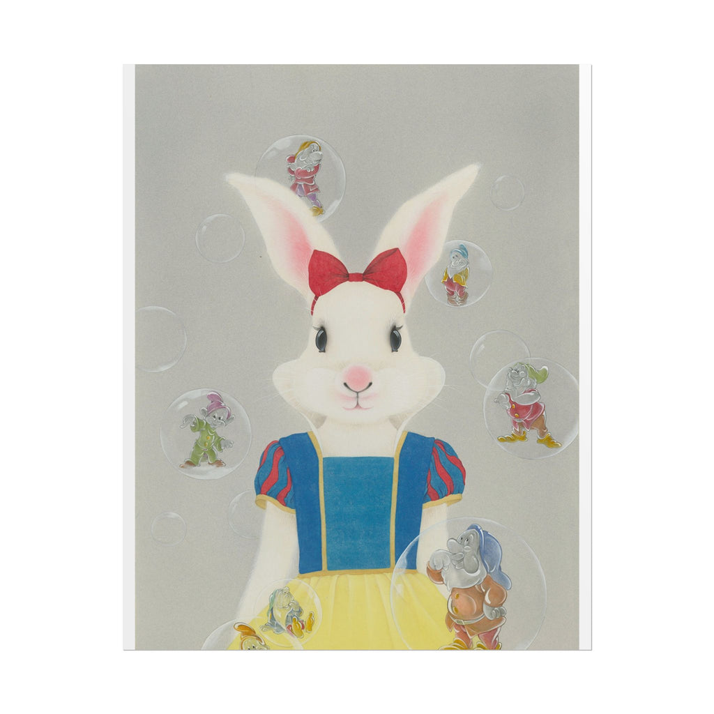 Snow White Rabbit  Art Poster, Cute Animal Decor, Christmas Wall Art, Kids Room Decoration, Gift for Animal Lovers
