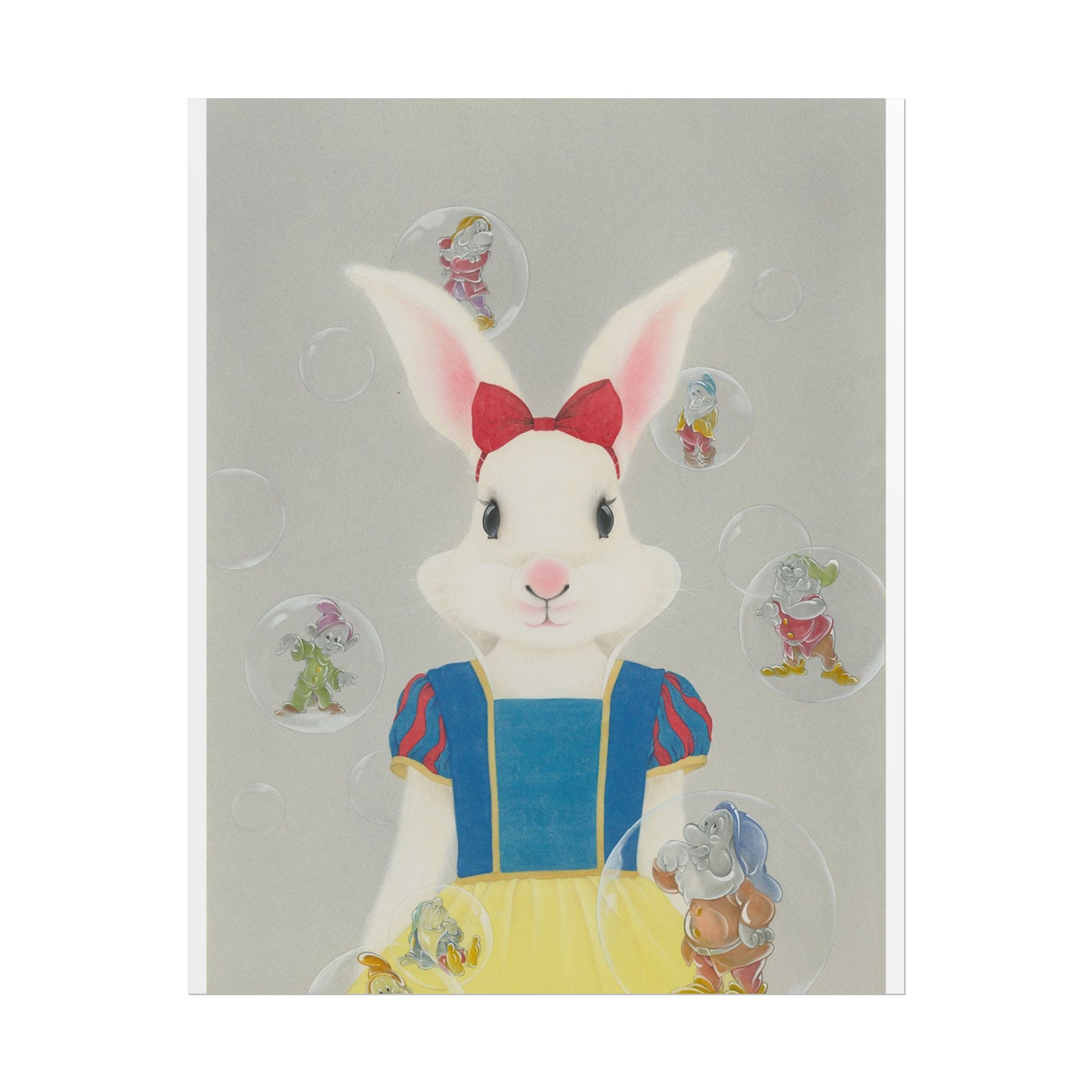Snow White Rabbit  Art Poster, Cute Animal Decor, Christmas Wall Art, Kids Room Decoration, Gift for Animal Lovers
