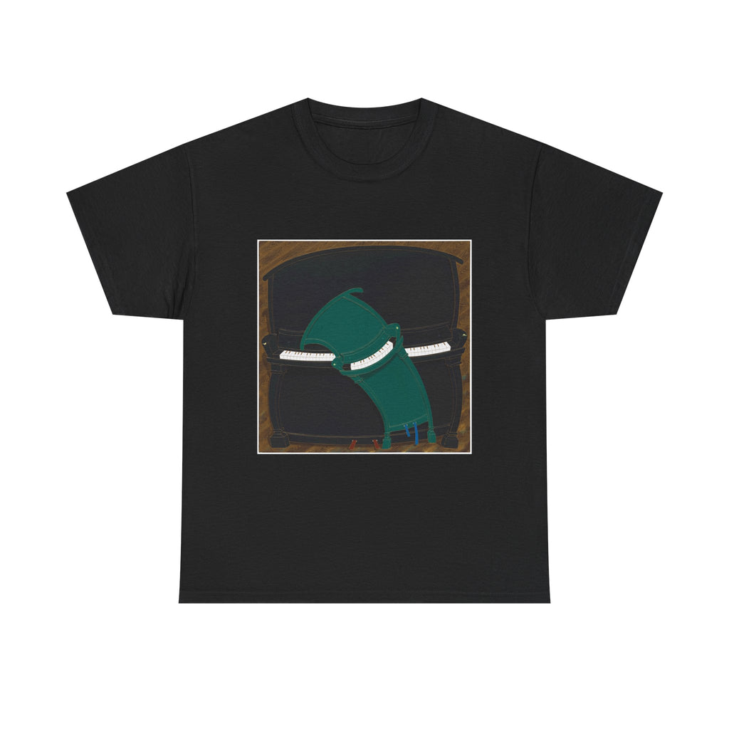 T-Shirt with Piano , Tropical Art Tee for Piano Lovers, Gift for Adventurers, Casual Everyday Wear, Summer Style