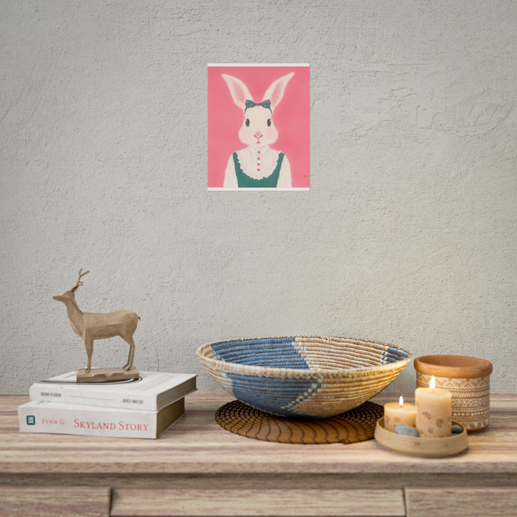 Cute Rabbit Art Poster, Cute Animal Decor, Christmas Wall Art, Kids Room Decoration, Gift for Animal Lovers