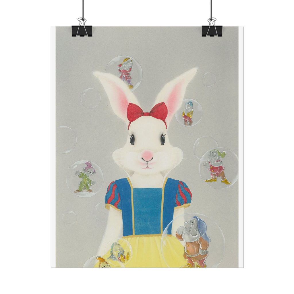 Snow White Rabbit  Art Poster, Cute Animal Decor, Christmas Wall Art, Kids Room Decoration, Gift for Animal Lovers