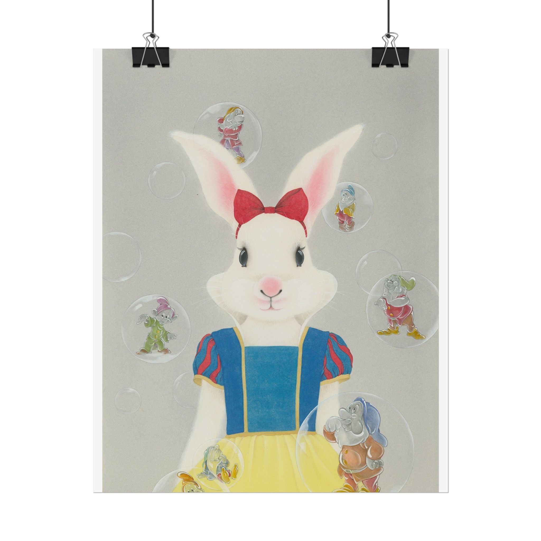 Snow White Rabbit  Art Poster, Cute Animal Decor, Christmas Wall Art, Kids Room Decoration, Gift for Animal Lovers