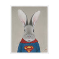 Super Rabbit Art Poster, Cute Animal Decor, Christmas Wall Art, Kids Room Decoration, Gift for Animal Lovers