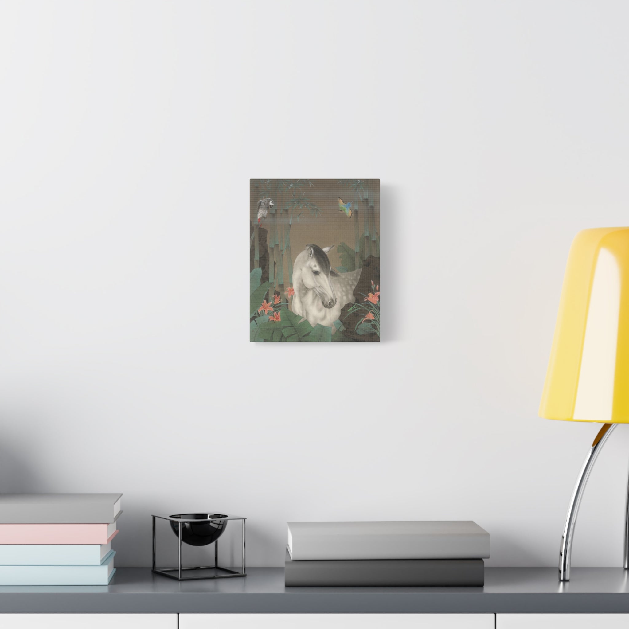 Horse in the Bamboo Forest -  Chinese  Contemporary watercolor painting - Canvas Print - Gift for year of Horse