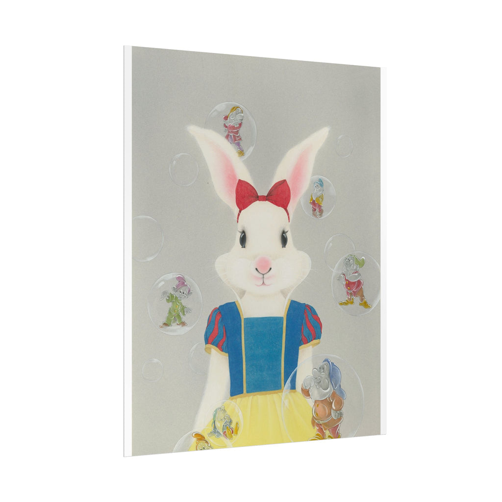 Snow White Rabbit  Art Poster, Cute Animal Decor, Christmas Wall Art, Kids Room Decoration, Gift for Animal Lovers