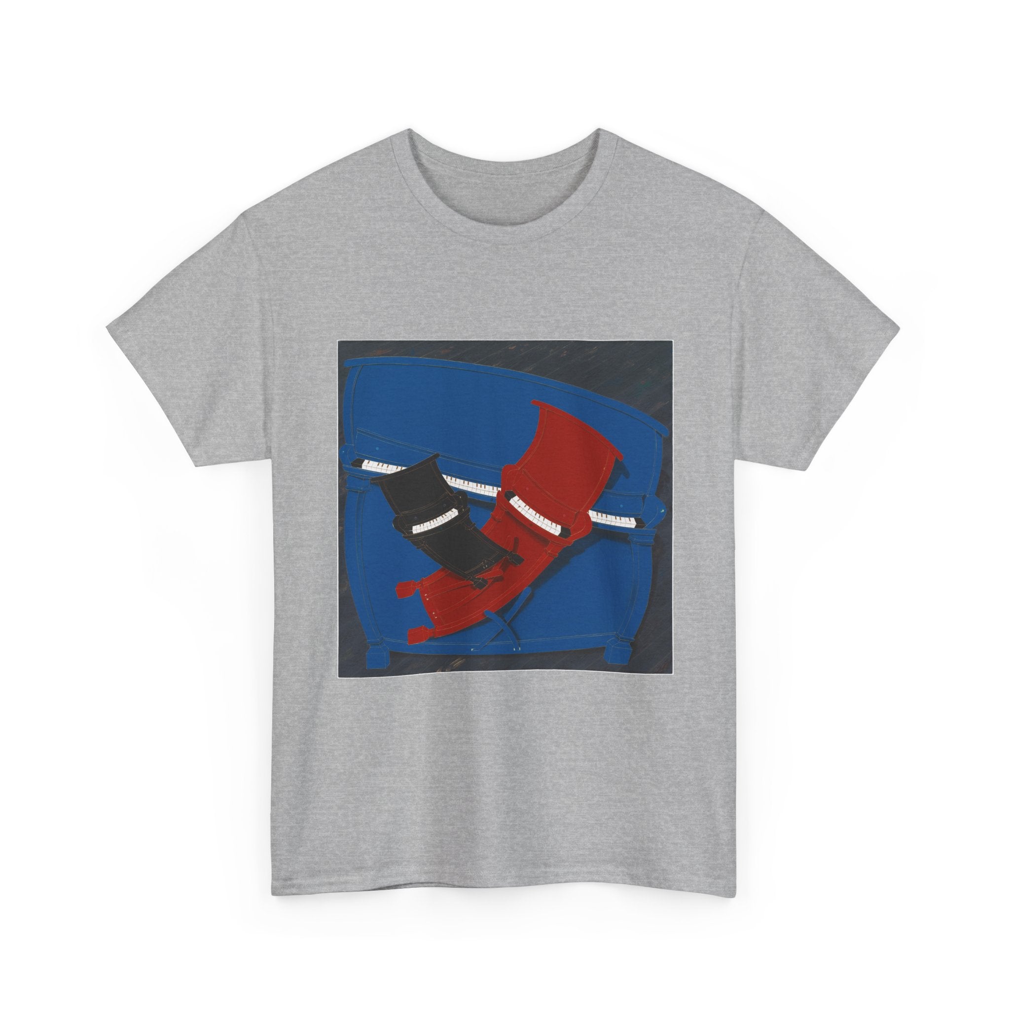 T-Shirt with Piano , Tropical Art Tee for Piano Lovers, Gift for Adventurers, Casual Everyday Wear, Summer Style