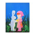 Little Girl, Rabbit & Moon - Chinese Contemporary artist - Canvas Print - Artwork for kids