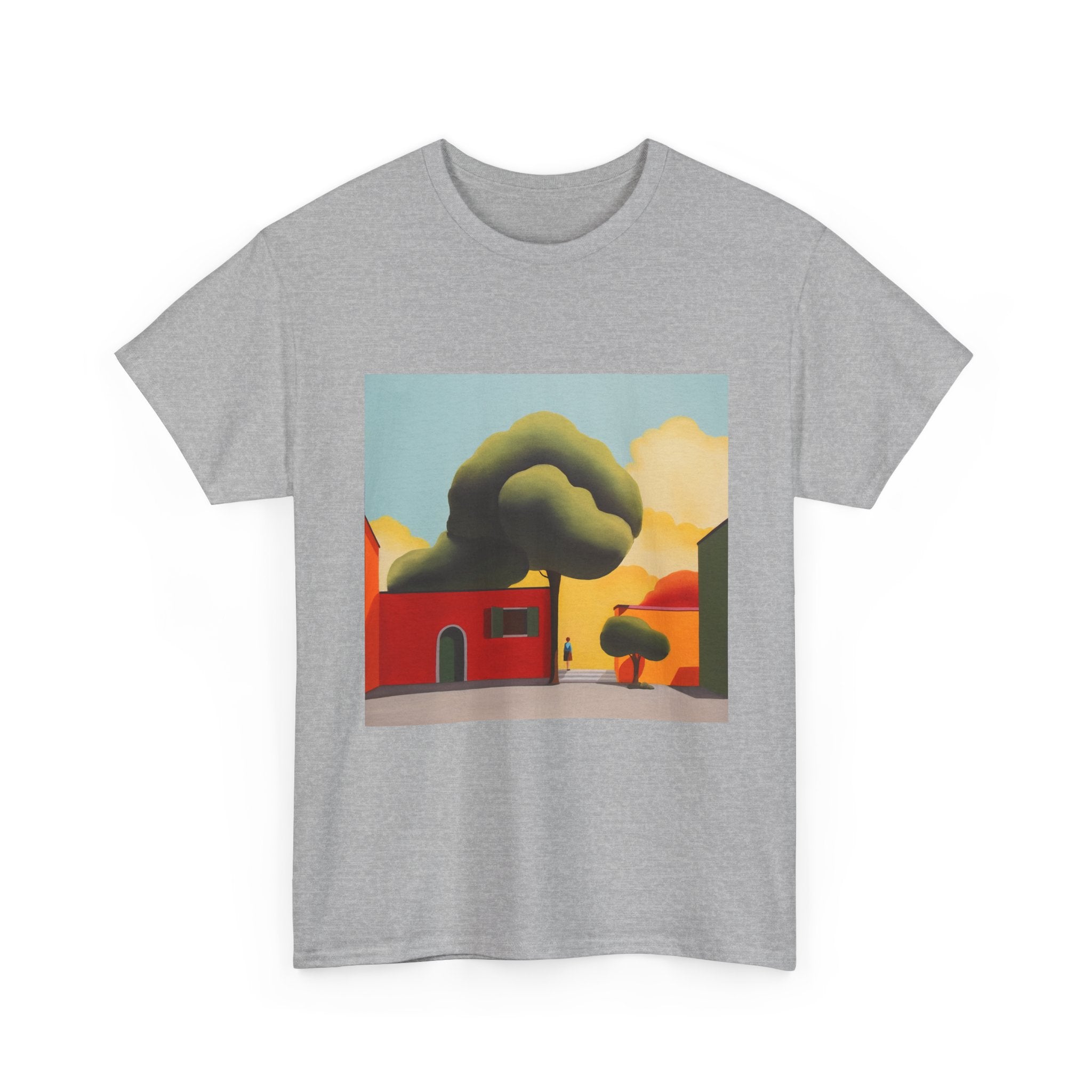 T-Shirt with Tree and House Design, Tropical Art Tee for Nature Lovers, Gift for Adventurers, Casual Everyday Wear, Summer Style